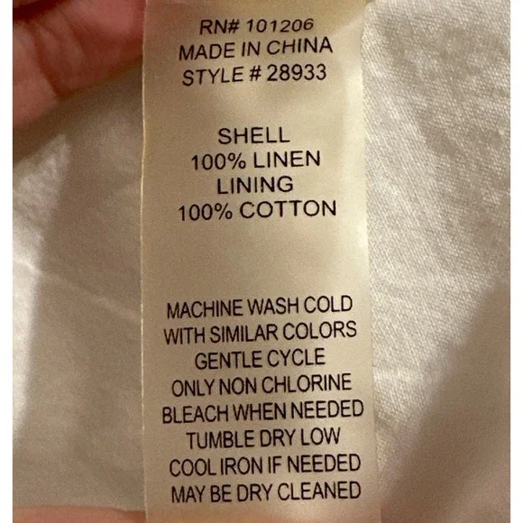 Soft Surroundings Linen Skirt Raw Hem Lined Bohemian Church Minimalist White New - Picture 11 of 12